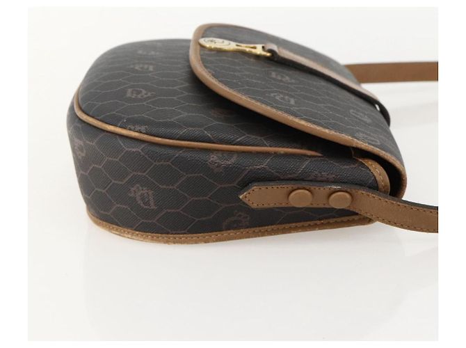 Borsa a spalla in tela a nido d'ape PVC nera e oro Christian Dior Auth YKZ1544 - vista 5