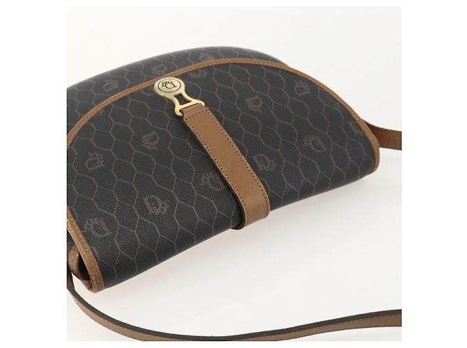 Borsa a spalla in tela a nido d'ape PVC nera e oro Christian Dior Auth YKZ1544 - vista 6