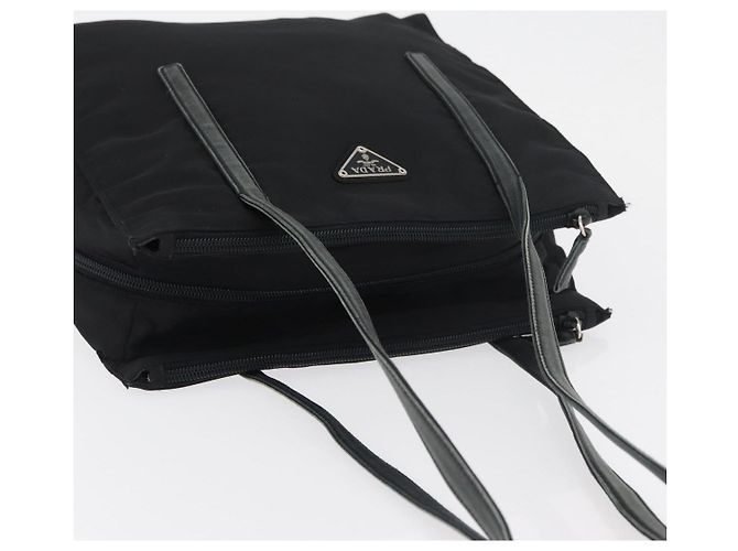 Prada Tote Bag aus schwarzem Nylon mit Silber authentisch 175704 - Ansicht 6