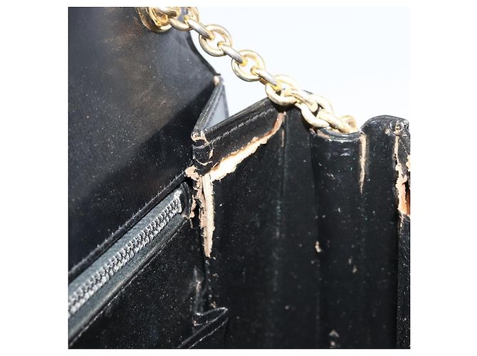 Borsa a spalla in pelle Gucci nera e oro Auth 175138 Nero D'oro - vista 10