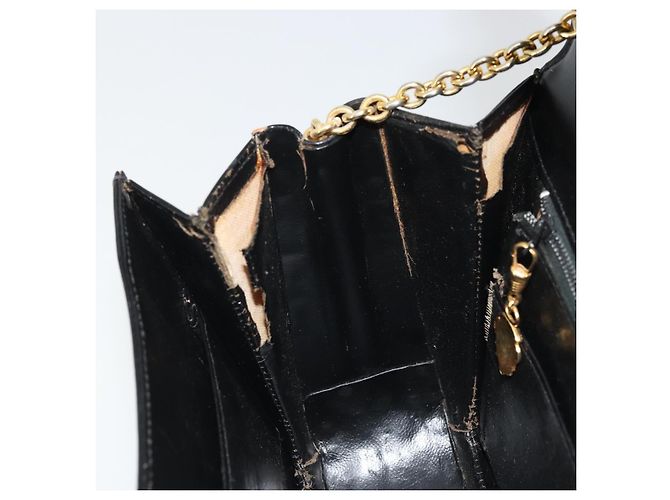Borsa a spalla in pelle Gucci nera e oro Auth 175138 Nero D'oro - vista 11