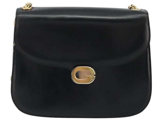 Borsa a spalla in pelle Gucci nera e oro Auth 175138 Nero D'oro - vista 13