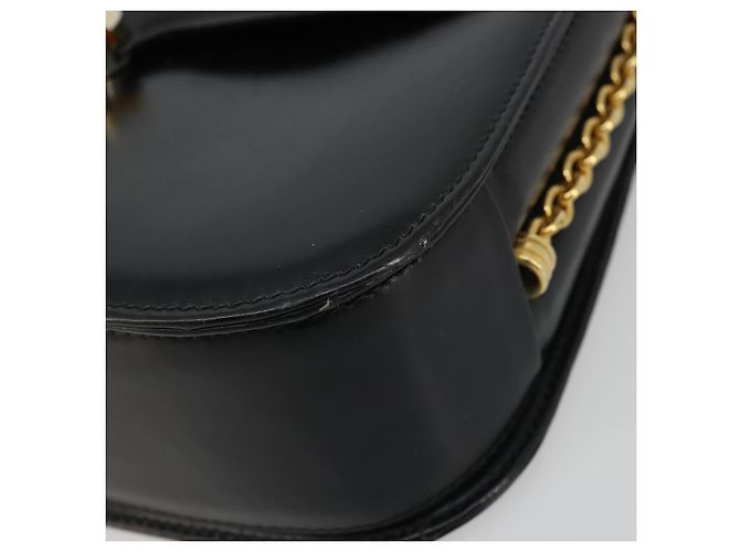 Borsa a spalla in pelle Gucci nera e oro Auth 175138 Nero D'oro - vista 15
