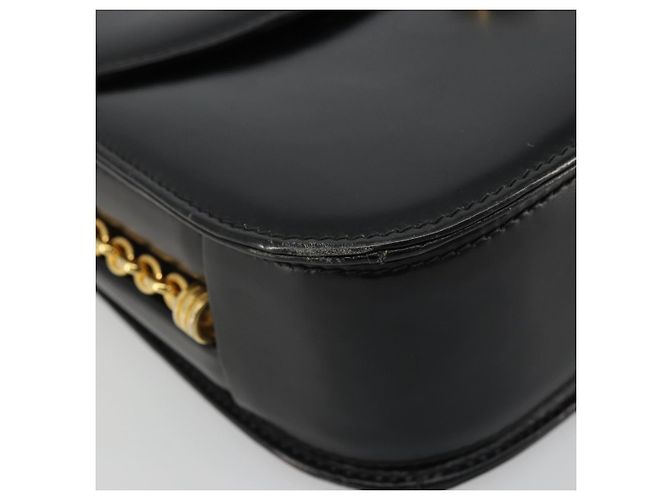 Borsa a spalla in pelle Gucci nera e oro Auth 175138 Nero D'oro - vista 16