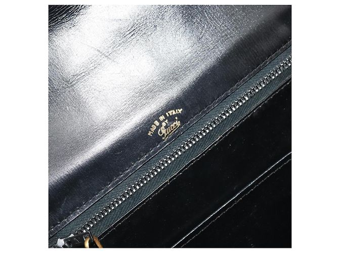 Borsa a spalla in pelle Gucci nera e oro Auth 175138 Nero D'oro - vista 21