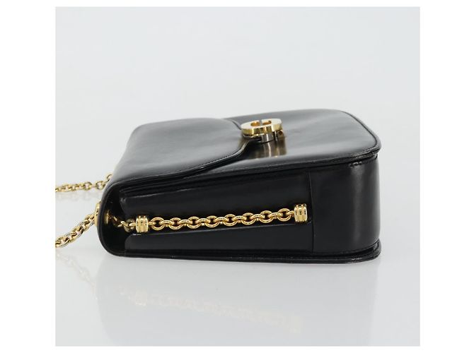 Borsa a spalla in pelle Gucci nera e oro Auth 175138 Nero D'oro - vista 4