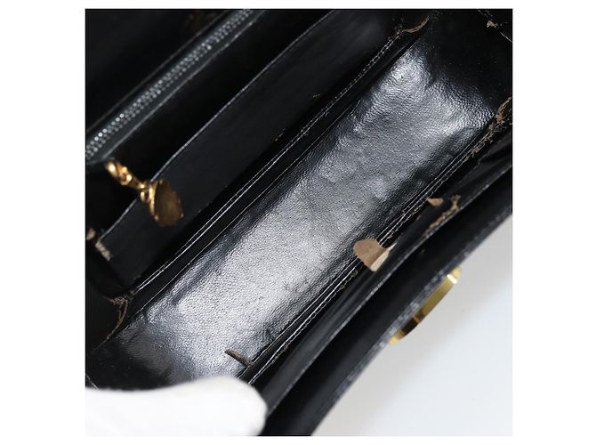 Borsa a spalla in pelle Gucci nera e oro Auth 175138 Nero D'oro - vista 8