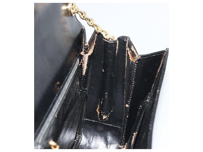 Borsa a spalla in pelle Gucci nera e oro Auth 175138 Nero D'oro - vista 9
