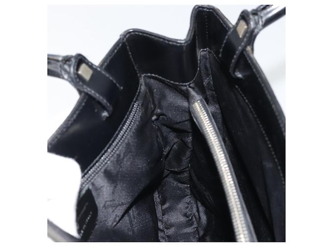 Borsa Tote Gancini in pelle nera e argento di Salvatore Ferragamo Auth 176582 Nero - vista 17