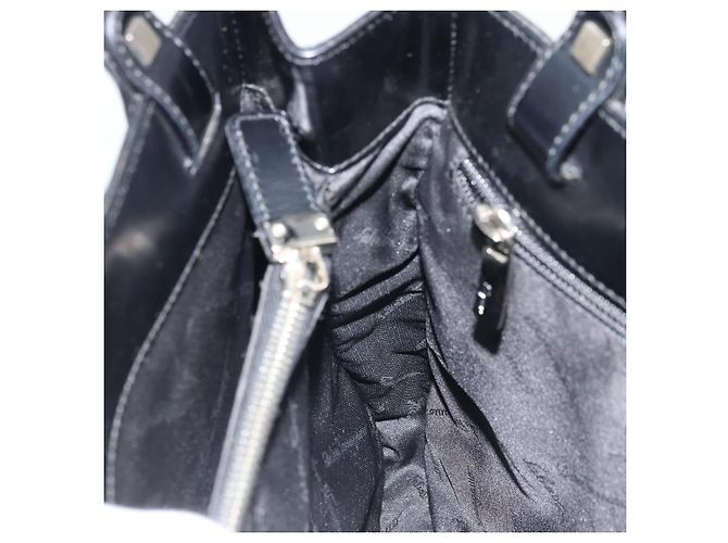 Borsa Tote Gancini in pelle nera e argento di Salvatore Ferragamo Auth 176582 Nero - vista 18