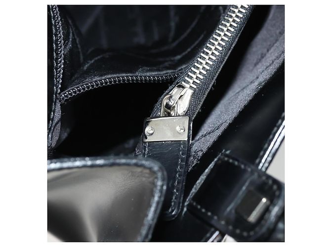 Borsa Tote Gancini in pelle nera e argento di Salvatore Ferragamo Auth 176582 Nero - vista 21