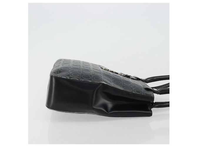 Borsa Tote Gancini in pelle nera e argento di Salvatore Ferragamo Auth 176582 Nero - vista 3
