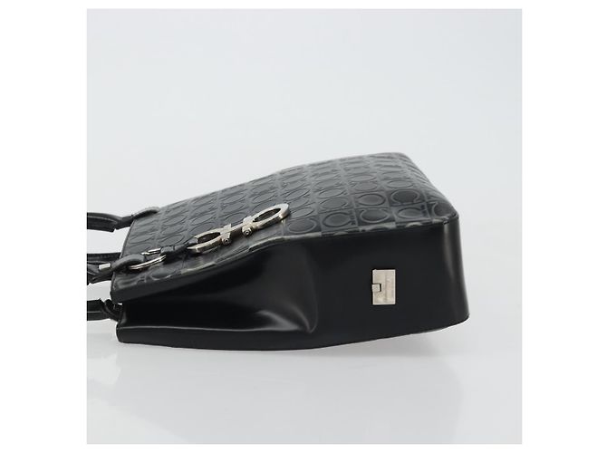 Borsa Tote Gancini in pelle nera e argento di Salvatore Ferragamo Auth 176582 Nero - vista 4