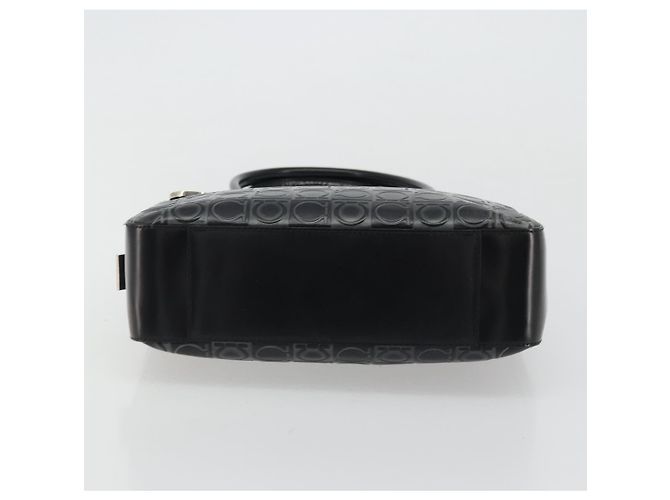 Borsa Tote Gancini in pelle nera e argento di Salvatore Ferragamo Auth 176582 Nero - vista 5