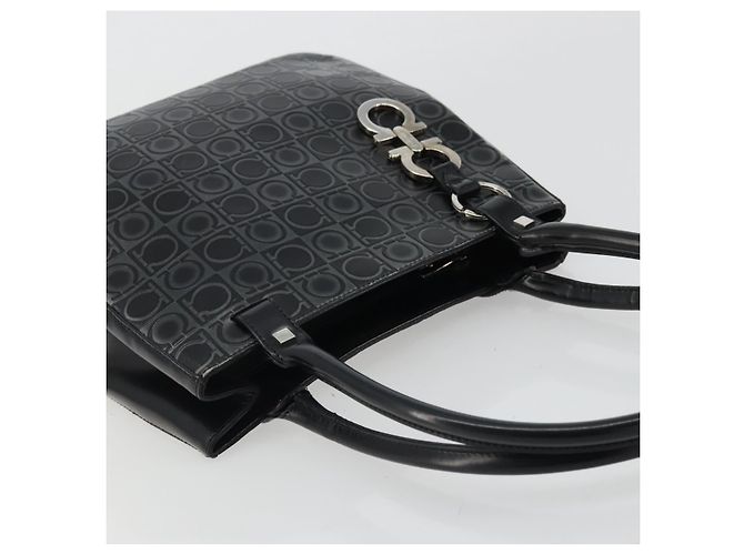 Borsa Tote Gancini in pelle nera e argento di Salvatore Ferragamo Auth 176582 Nero - vista 6