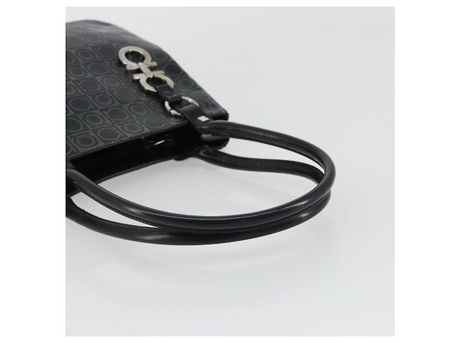 Borsa Tote Gancini in pelle nera e argento di Salvatore Ferragamo Auth 176582 Nero - vista 7