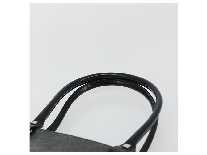 Borsa Tote Gancini in pelle nera e argento di Salvatore Ferragamo Auth 176582 Nero - vista 8