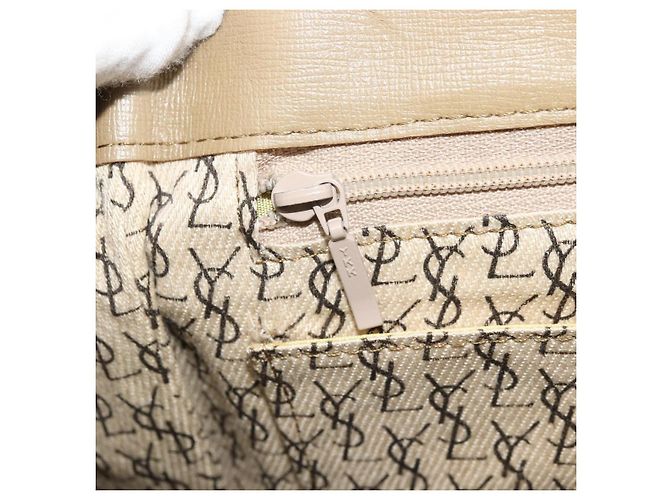 SAINT LAURENT Borsa a Spalla in Tela PVC Grigia Auth 176612 Marrone - vista 19
