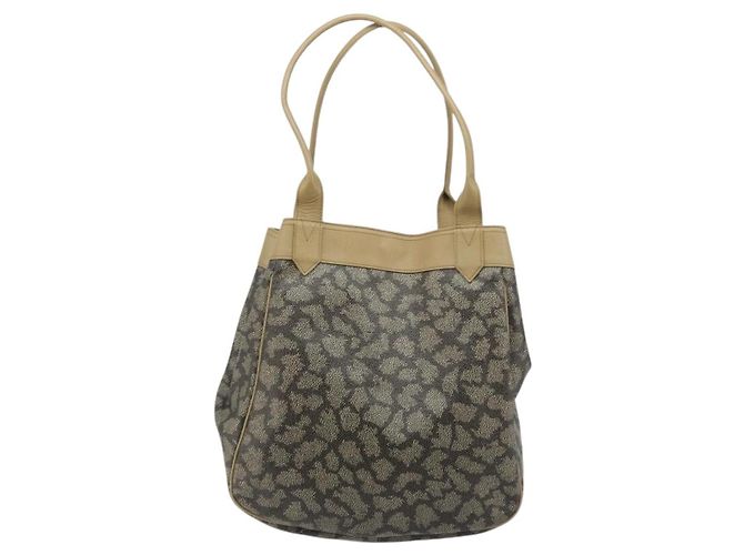 SAINT LAURENT Borsa a Spalla in Tela PVC Grigia Auth 176612 Marrone - vista 2