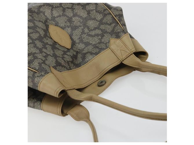 SAINT LAURENT Borsa a Spalla in Tela PVC Grigia Auth 176612 Marrone - vista 6