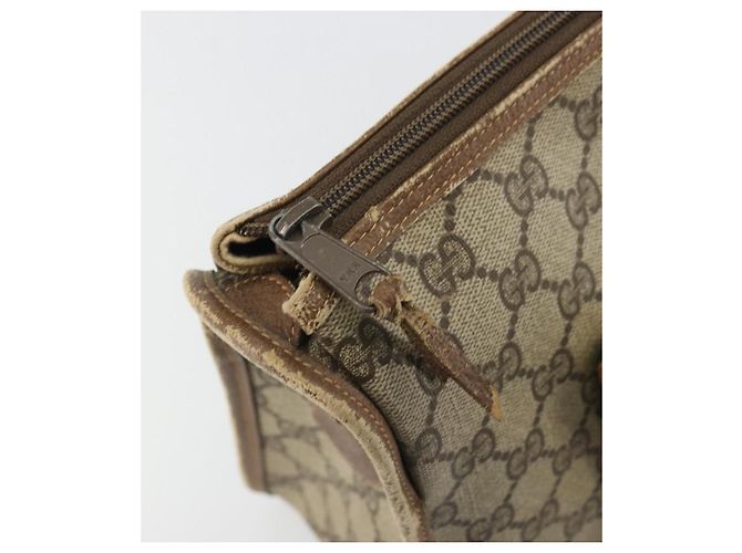Borsa Gucci GG Supreme Web Sherry Line PVC Beige Oro 41 02 039 Auth YKZ1091 D'oro - vista 10