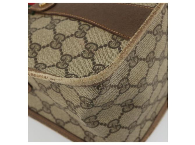 Borsa Gucci GG Supreme Web Sherry Line PVC Beige Oro 41 02 039 Auth YKZ1091 D'oro - vista 15