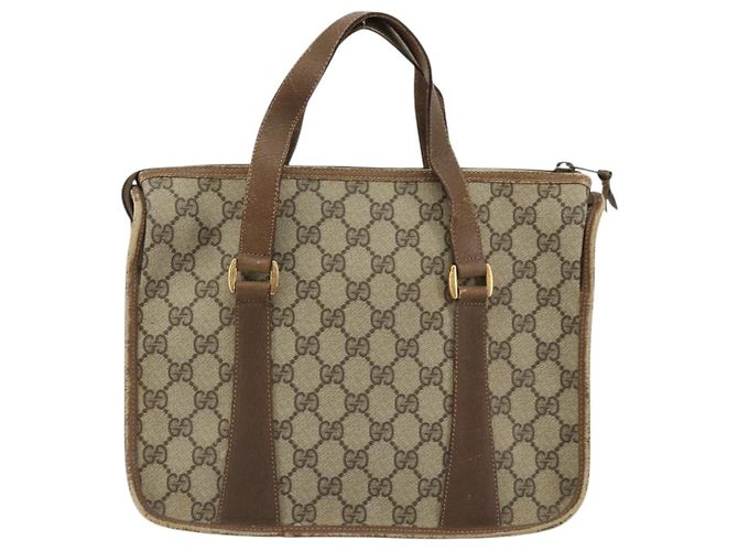 Borsa Gucci GG Supreme Web Sherry Line PVC Beige Oro 41 02 039 Auth YKZ1091 D'oro - vista 2