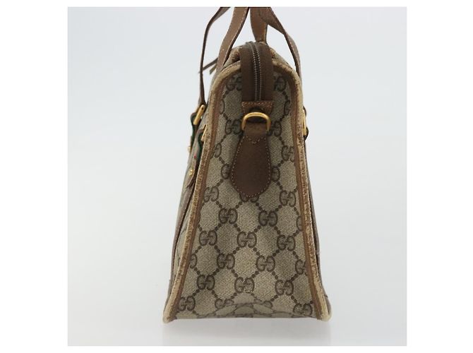 Borsa Gucci GG Supreme Web Sherry Line PVC Beige Oro 41 02 039 Auth YKZ1091 D'oro - vista 3