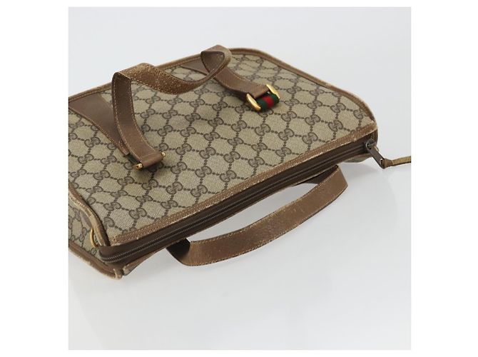 Borsa Gucci GG Supreme Web Sherry Line PVC Beige Oro 41 02 039 Auth YKZ1091 D'oro - vista 6