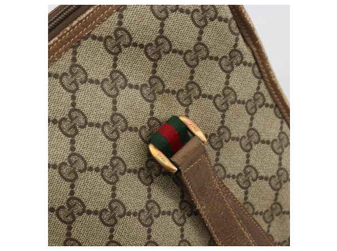 Borsa Gucci GG Supreme Web Sherry Line PVC Beige Oro 41 02 039 Auth YKZ1091 D'oro - vista 9