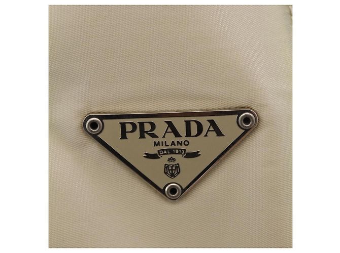 PRADA Borsa a mano in nylon avorio argento Auth 175397 Crudo - vista 17