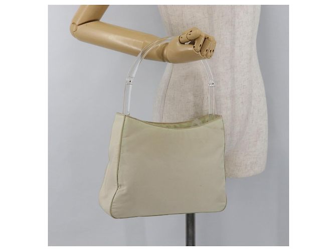 PRADA Borsa a mano in nylon avorio argento Auth 175397 Crudo - vista 24