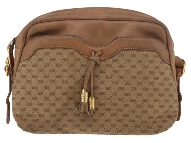 Gucci Borsa a spalla Micro GG Supreme PVC Beige Oro Auth 175309 D'oro - vista 13