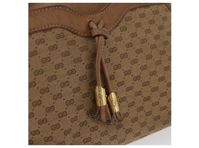 Gucci Borsa a spalla Micro GG Supreme PVC Beige Oro Auth 175309 D'oro - vista 18