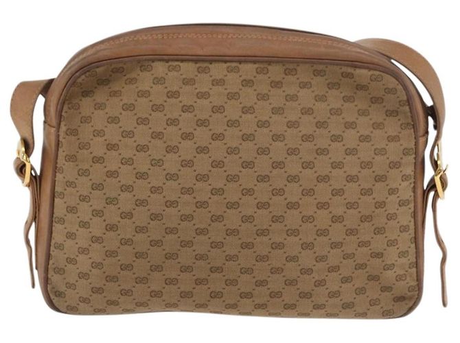 Gucci Borsa a spalla Micro GG Supreme PVC Beige Oro Auth 175309 D'oro - vista 2