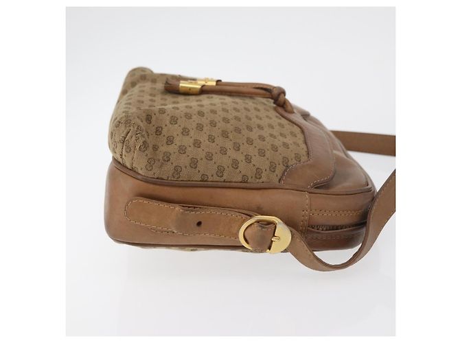 Gucci Borsa a spalla Micro GG Supreme PVC Beige Oro Auth 175309 D'oro - vista 3