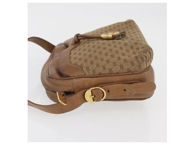 Gucci Borsa a spalla Micro GG Supreme PVC Beige Oro Auth 175309 D'oro - vista 4