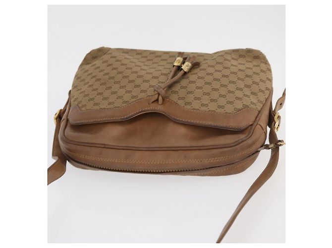 Gucci Borsa a spalla Micro GG Supreme PVC Beige Oro Auth 175309 D'oro - vista 6