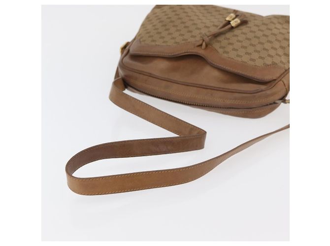 Gucci Borsa a spalla Micro GG Supreme PVC Beige Oro Auth 175309 D'oro - vista 7