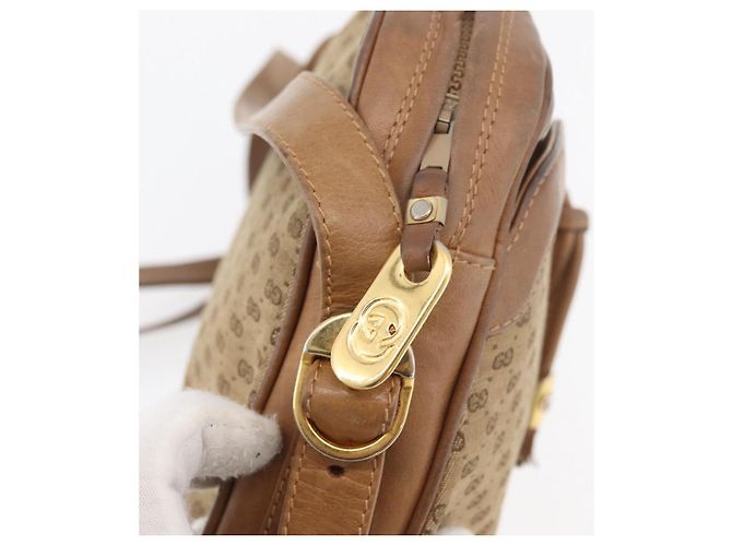 Gucci Borsa a spalla Micro GG Supreme PVC Beige Oro Auth 175309 D'oro - vista 9