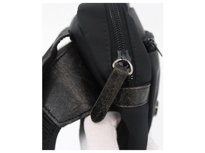 Borsa a vita Gianni Versace in nylon nero e argento Auth BA12122A - vista 10