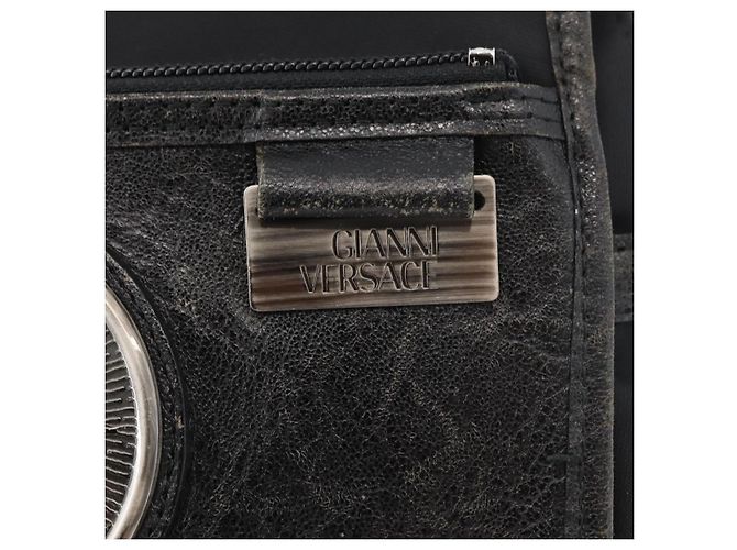 Borsa a vita Gianni Versace in nylon nero e argento Auth BA12122A - vista 19
