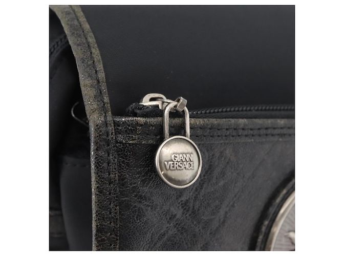 Borsa a vita Gianni Versace in nylon nero e argento Auth BA12122A - vista 20