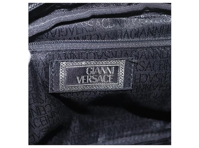 Borsa a vita Gianni Versace in nylon nero e argento Auth BA12122A - vista 21