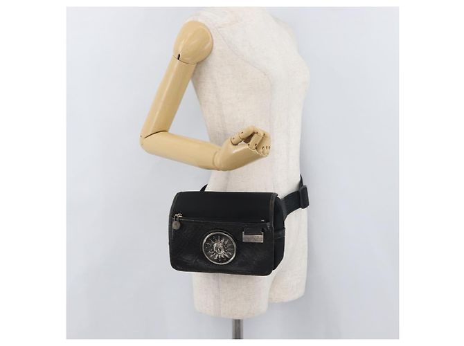 Borsa a vita Gianni Versace in nylon nero e argento Auth BA12122A - vista 26