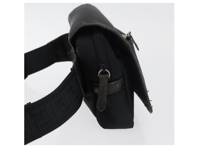 Borsa a vita Gianni Versace in nylon nero e argento Auth BA12122A - vista 4
