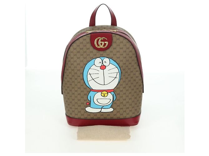 Gucci Zaino Doraemon Micro GG Supreme in PVC beige e oro 647816 Auth YKZ1360M D'oro - vista 12