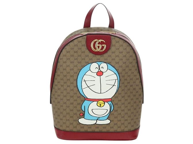Gucci Zaino Doraemon Micro GG Supreme in PVC beige e oro 647816 Auth YKZ1360M D'oro - vista 13