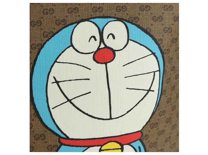 Gucci Zaino Doraemon Micro GG Supreme in PVC beige e oro 647816 Auth YKZ1360M D'oro - vista 19