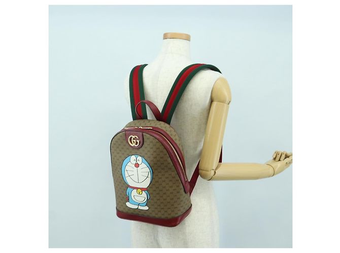 Gucci Zaino Doraemon Micro GG Supreme in PVC beige e oro 647816 Auth YKZ1360M D'oro - vista 28